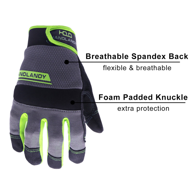Handlandy Bundle - 2 Pairs: Rose Pruning Long Gardening Gloves, Mechanic Working Touch Screen Yard Work Gloves
