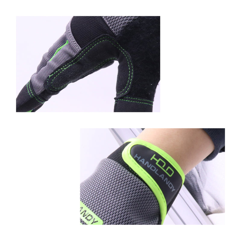 Handlandy Bundle - 2 Pairs: Rose Pruning Long Gardening Gloves, Mechanic Working Touch Screen Yard Work Gloves