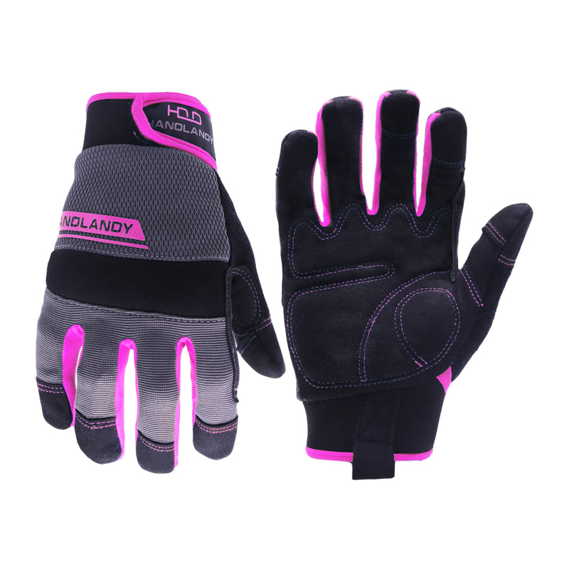 Handlandy Bundle - 2 Pairs Utility Mechanic Working Gloves for Women, Gardening Yard Gloves