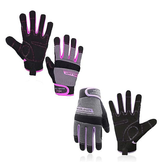 Handlandy Bundle - 2 Pairs Utility Mechanic Working Touch Screen Yard Work Gloves for Women