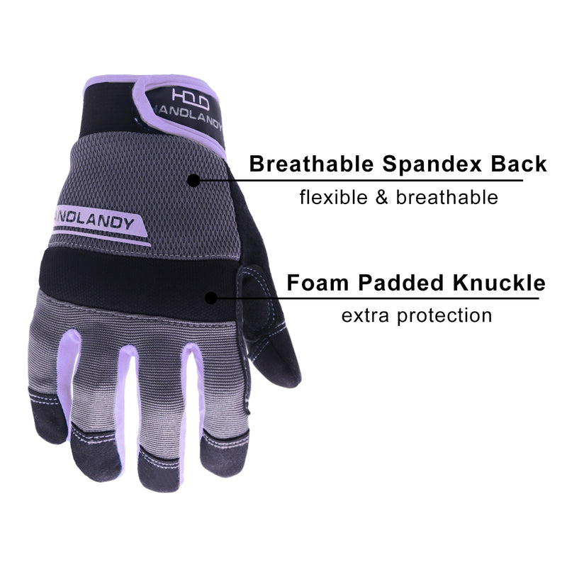 HANDLANDY Bundle: 1 Pairs Ultralight Womens Work Gloves + 1 Pairs Waterproof & Windproof Winter Gloves