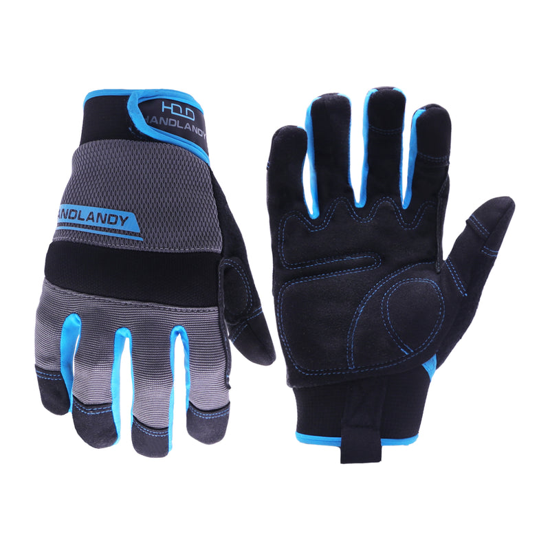 Handlandy Bundle - 2 Pairs: Breathable Work Gloves & Heavy Duty Impact Work Gloves for Men and Women Medium