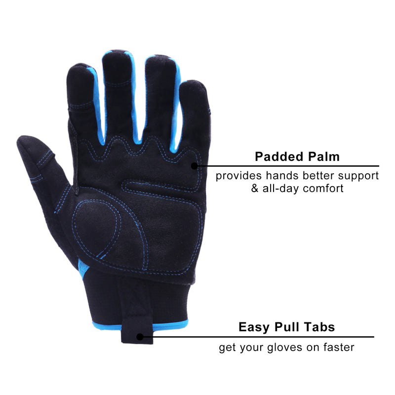 HANDLANDY Bundle: 2 Pairs Cowhide Leather Work Gloves with 1 Pairs Ultralight Work Gloves