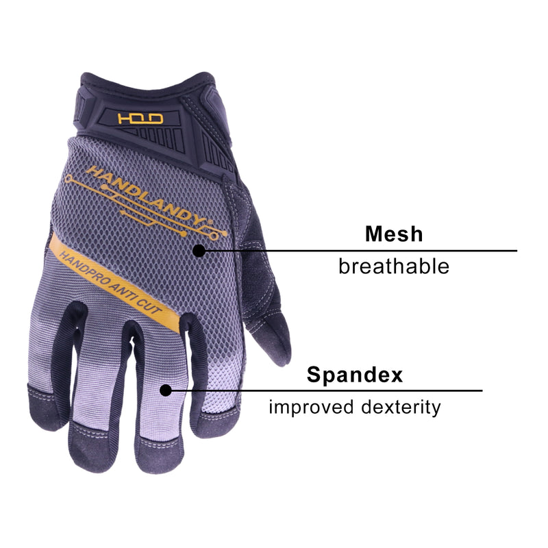 Handlandy Wholesale Mens work Mechanics Gloves Abrasion Resistant Safety 6077