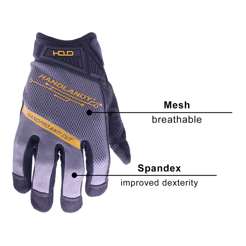 Handandy Wholesale Herren-Arbeitshandschuhe für Mechaniker, abriebfeste Sicherheit 6077