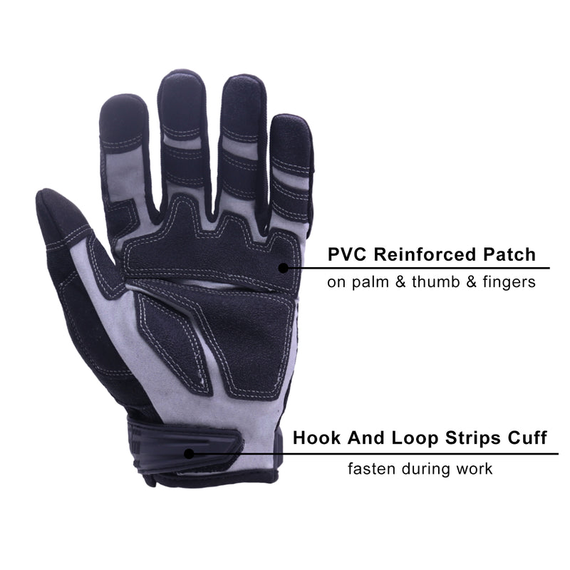 Handlandy Bundle - 2 Pairs: Black Impact Reducing Breathable Gloves, Red Utility Mechanic Working Touch Screen Yard Work Gloves for Women and Men Couples