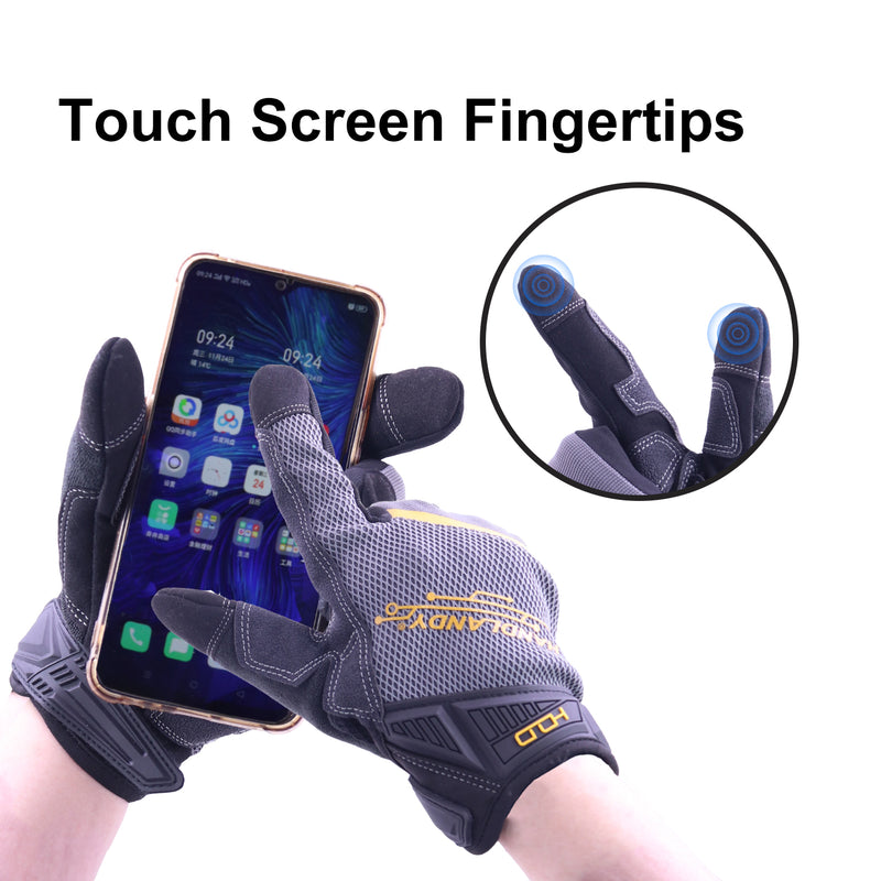 Handlandy Bundle - 2 Pairs Mens Work Gloves Touchscreen Warehouse Outdoor Yard Glove