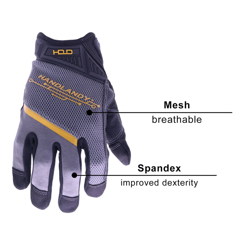Handlandy Bundle - 2 Pairs Mens Work Gloves Touchscreen Warehouse Outdoor Yard Glove