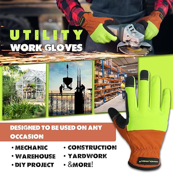 HANDLANDY 3 paires de gants de travail ultralégers DIY Construction 6104