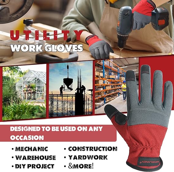 HANDLANDY 3 paires de gants de travail ultralégers DIY Construction 6104