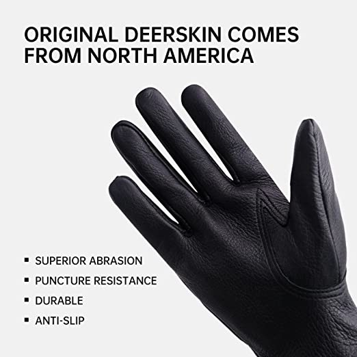 HANDLANDY Bundle -2 Pairs Heavy Duty Anti Vibration Mechanic Work Gloves with Deerskin Leather Work Gloves