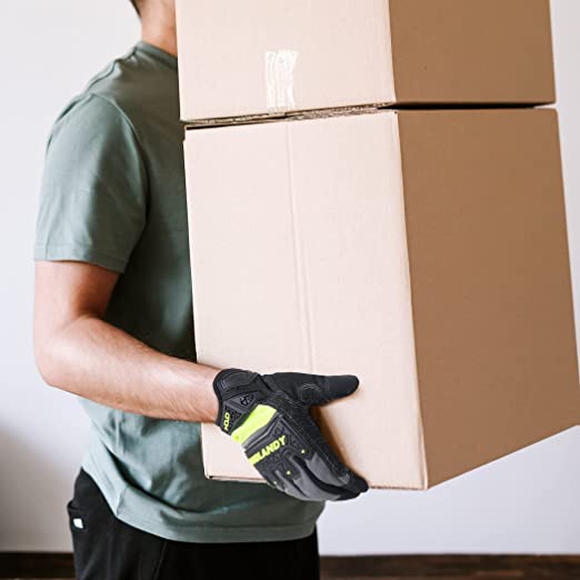 Gants de travail HANDLANDY Grip avec gants de travail de sécurité TPR réduisant les impacts en vrac, paquet de 12 paires de gants de mécanicien pour hommes