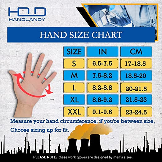 HANDLANDY Bundle: 2 Pairs Cowhide Leather Work Gloves with 1 Pairs Silicone Grip Work Gloves