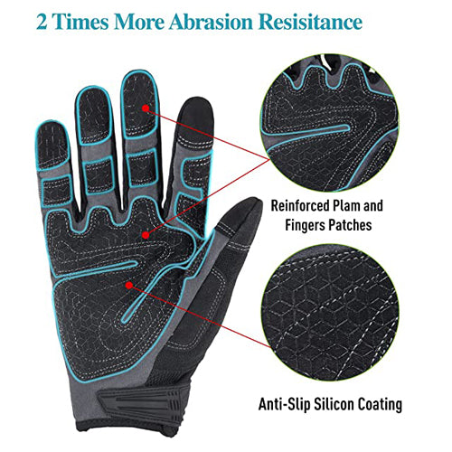 Gants de travail HANDLANDY Grip avec gants de travail de sécurité TPR réduisant les impacts en vrac, paquet de 12 paires de gants de mécanicien pour hommes