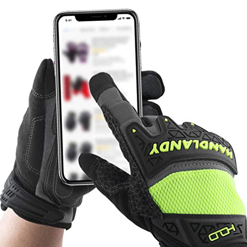 HANDLANDY Grip Work Gloves with TPR Impact Reducing Safety Working Gloves Bulk, Pack of 12 Pairs Mechanic Gloves for Men