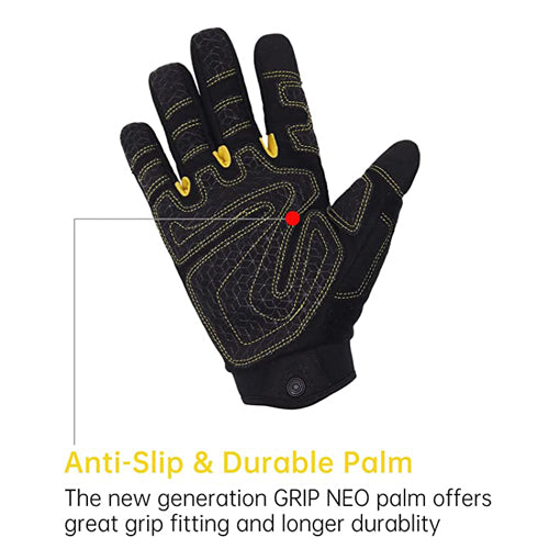 AIGEVTURE Anti Vibration Work Gloves Men,TPR Impact Protection