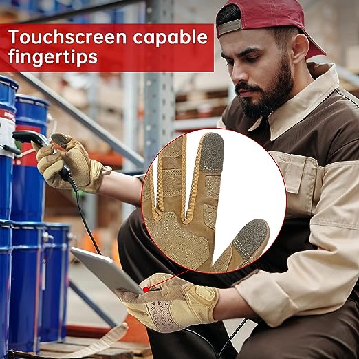 Giamzonp Taktische Handschuhe Airsoft Leder Mechaniker Touchscreen 6241