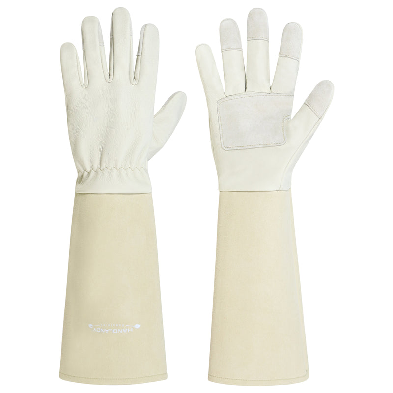 canadian tire gardening gloves Handlandy Wholesale Women Gardening Gloves Pigskin Leather Long Gauntlet 1601 (36/72/120 Pairs) XS / Beige / 120 Pairs