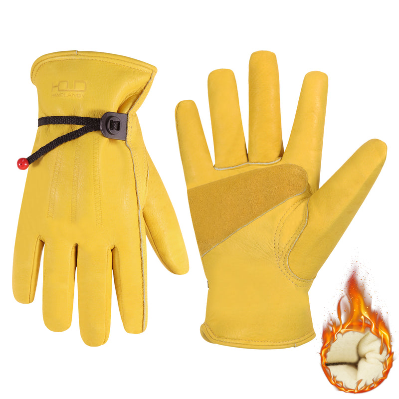 HANDLANDY Winter Water Repellent Insulated Leather Work Gloves 12107 12110