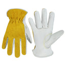 HANDLANDY Leather Work Gloves for Men & Women, Reinforced Durable Garden Gloves, Cowhide Working Glove for Gardening, Landscaping, Yard Work & Driving 1211/12123