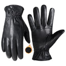 HANDLANDY Genuine Sheepskin Leather Gloves for Men Winter Driving Warm Thermal Wrist Gloves Fleece Lining for Cold Weather 804950