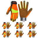 Handlandy Men Work Glove Hi-vis Reflective Synthetic Leather Palm 5805 (6/12 Pairs)