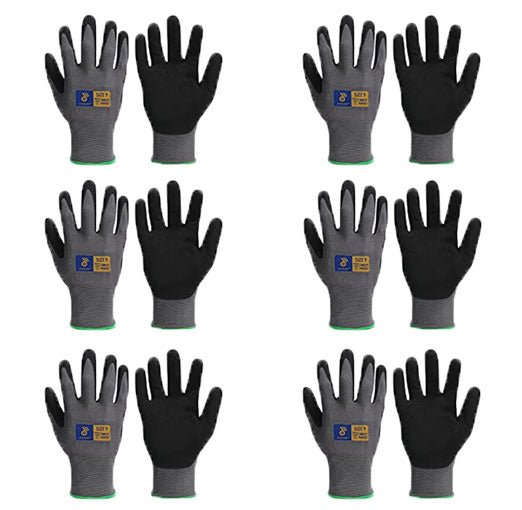 Handlandy Sandy Nitrile Coated Gloves Gardening Breathable 1132 (6 Pairs)