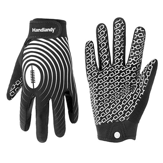 HANDLANDY Youth Football Gloves, Sticky Wide Receiver Gloves for Kids & Adult, White and Gold Rugby Gloves  S736