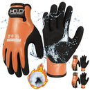 HANDLANDY Waterproof Work Gloves for Cold Weather, Insulated Winter Freezer Work Gloves with Grip for Men Women 2 Pairs 11175OG*2