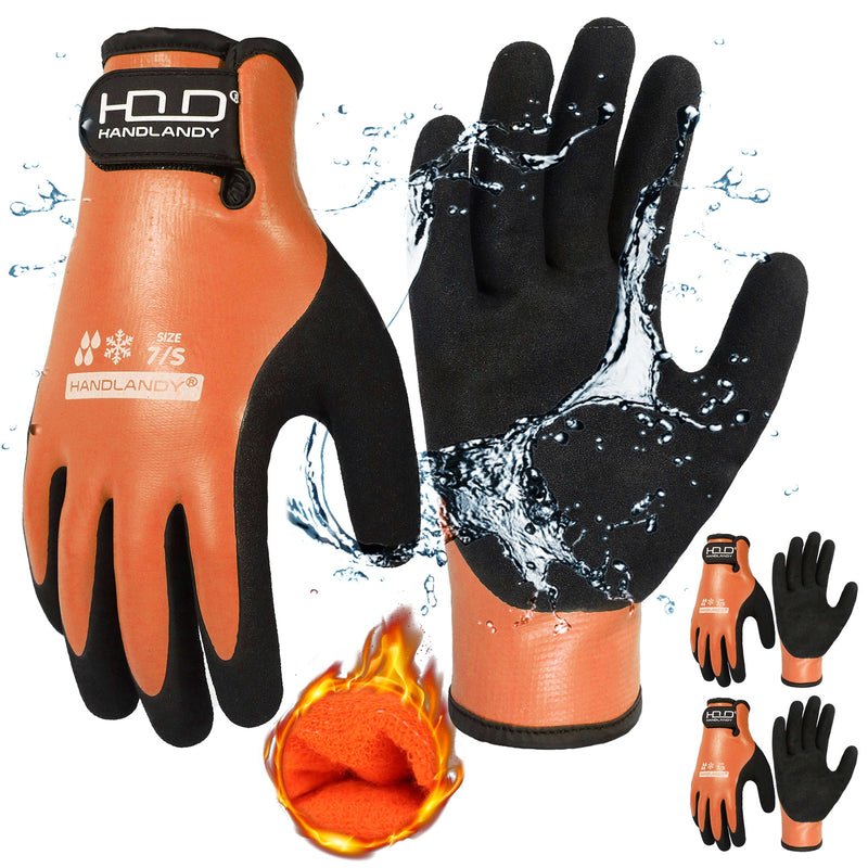 HANDLANDY Waterproof Work Gloves for Cold Weather, Insulated Winter Freezer Work Gloves with Grip for Men Women 2 Pairs 11175/11176