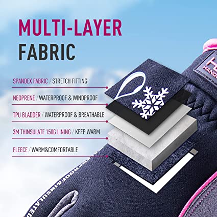 HANDLANDY Bundle: 1 Pairs Ultralight Womens Work Gloves + 1 Pairs Waterproof & Windproof Winter Gloves