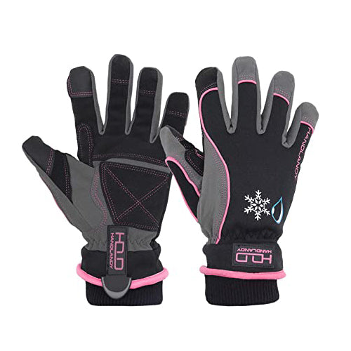 HANDLANDY Bundle: 1 Pairs Ultralight Womens Work Gloves + 1 Pairs Waterproof & Windproof Winter Gloves