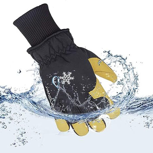 Handlandy Winter Work Gloves Waterproof Deerskin Leather 8019