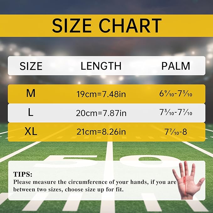 HANDLANDY Lineman Football Gloves for Men, Grip Padded Football Receiver Gloves for Adult S753