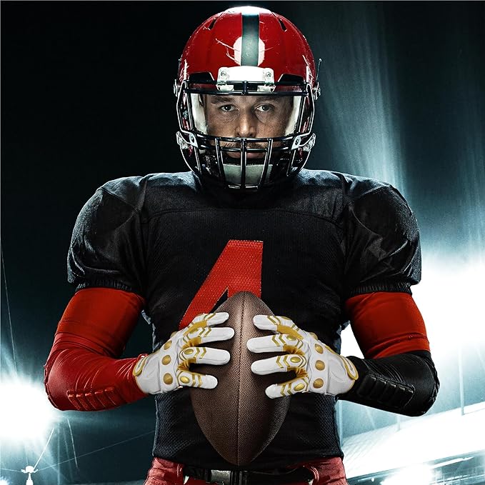 HANDLANDY Lineman Football Gloves for Men, Grip Padded Football Receiver Gloves for Adult S753