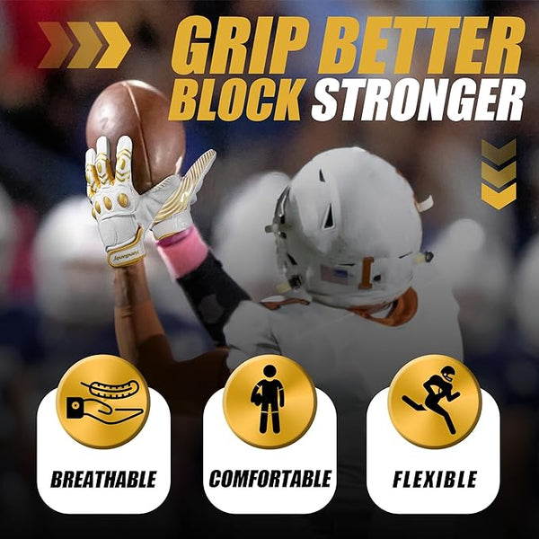 american football lineman handschuhe HANDLANDY Lineman Football Gloves for Men, Grip Padded Football Receiv