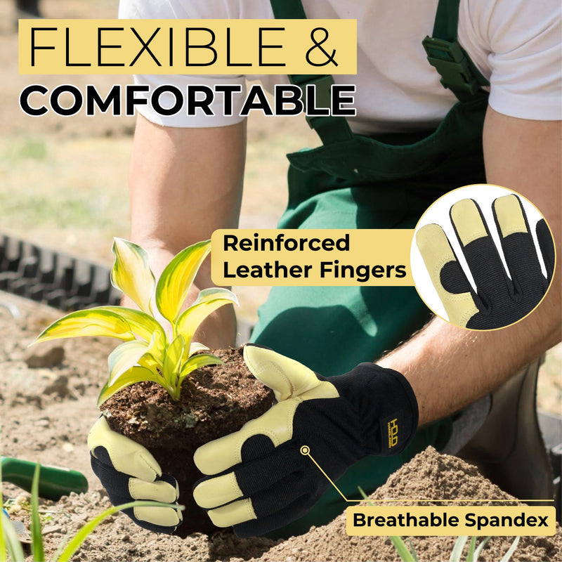 goatskin gloves gardening HANDLANDY Gardening Gloves for Men, Goatskin Gloves Utility Breathable