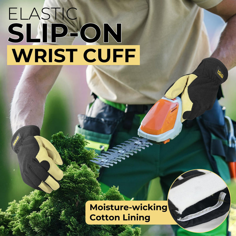 mens cotton gardening gloves HANDLANDY Gardening Gloves for Men, Goatskin Gloves Utility Breathable