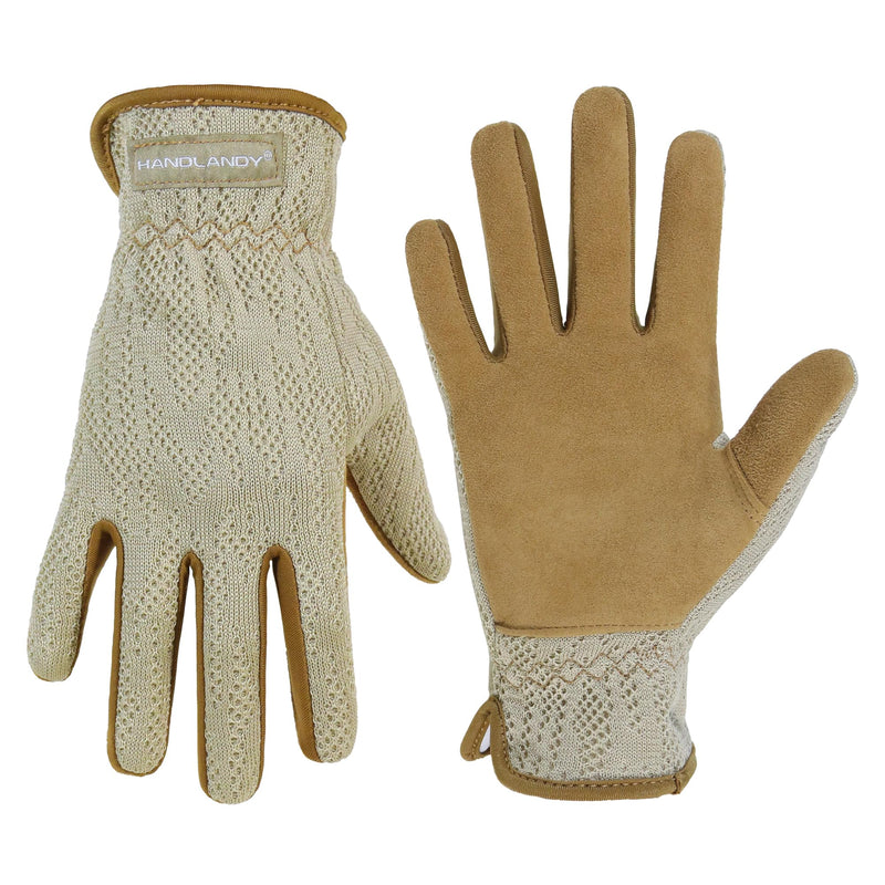 HANDLANDY Gardening Gloves for Women, Breathable Ladies Leather Garden Yard Gloves Best Gift for Gardeners 5212/5218