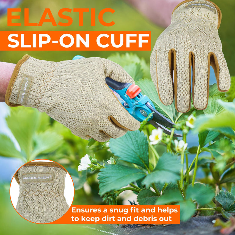 handlandy gardening gloves HANDLANDY Gardening Gloves for Women, Breathable Ladies Leather Garden