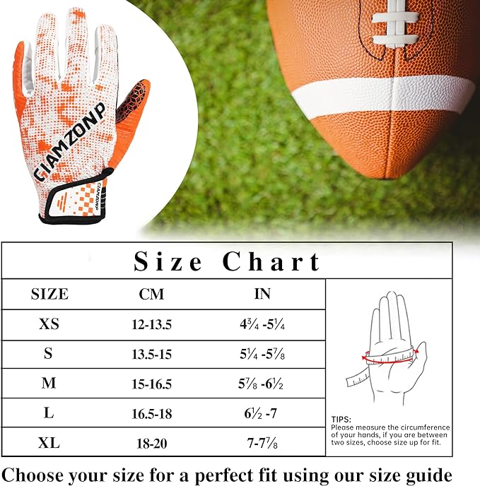 GIAMZONP Youth Football Gloves - Sticky Wide Receiver Gloves for Kids, Stretch Fit for Enhanced Performance for Boys S761