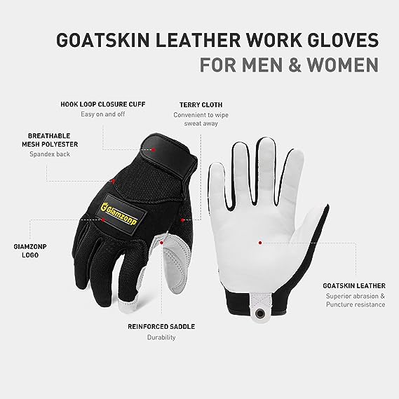 cloth gardening gloves Goatskin Leather Work Gloves Mechanic Driver Gardening 6224