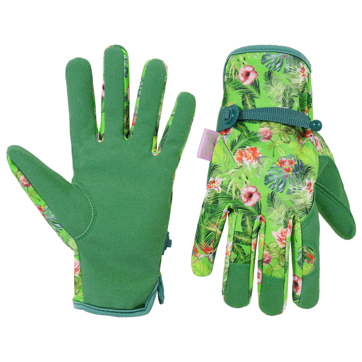 eco gardening gloves HLDD HANDLANDY Gardening Gloves for Women, Breathable Ladies Leather Garden Yard Gloves Best Gift for Gardeners 5201/5205/5212 Green-printing / Large