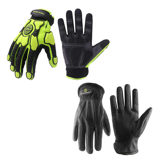 HANDLANDY Bundle -2 Pairs Heavy Duty Anti Vibration Mechanic Work Gloves with Deerskin Leather Work Gloves