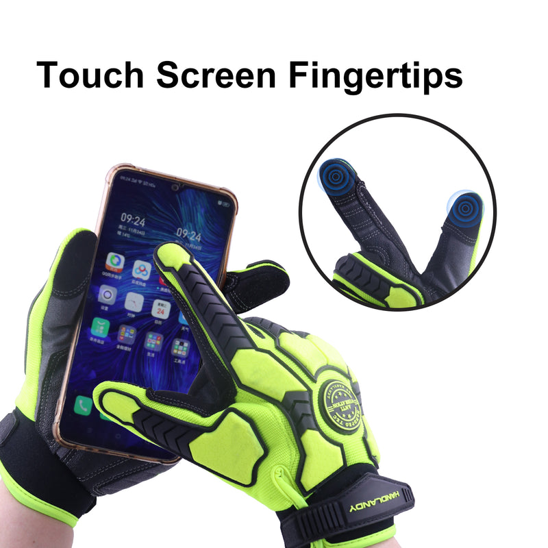 HANDLANDY Bundle: Mens Heavy Duty Anti Vibration Mechanic Work Gloves with Light Duty Work Gloves