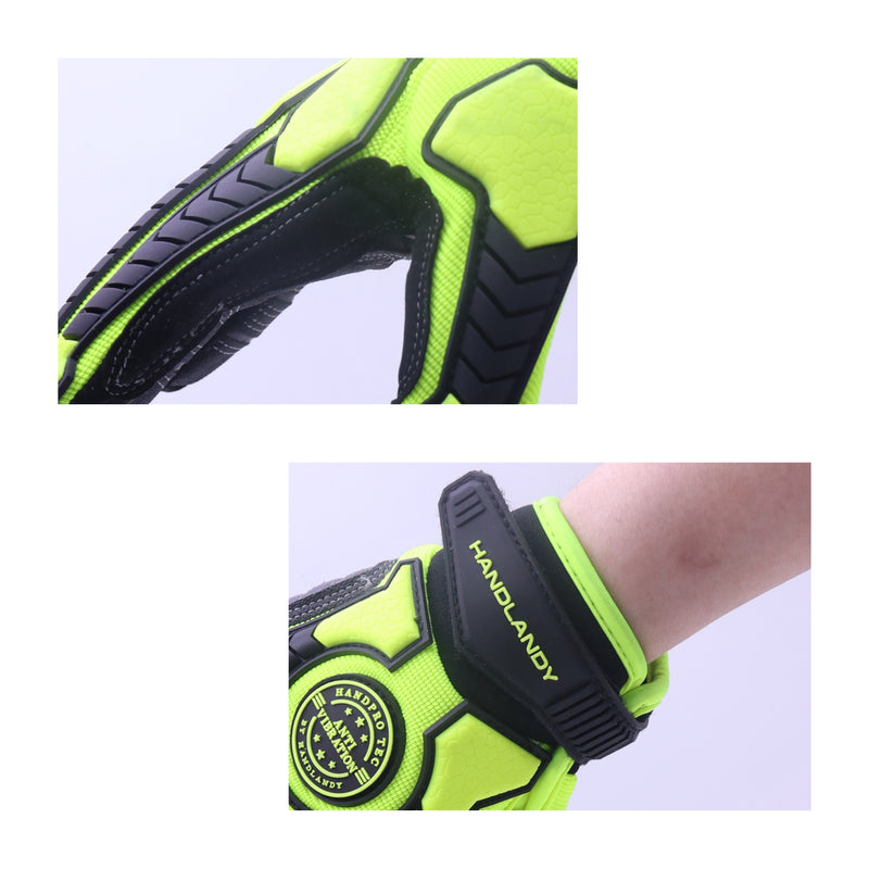 HANDLANDY Bundle: Mens Heavy Duty Anti Vibration Mechanic Work Gloves with Light Duty Work Gloves