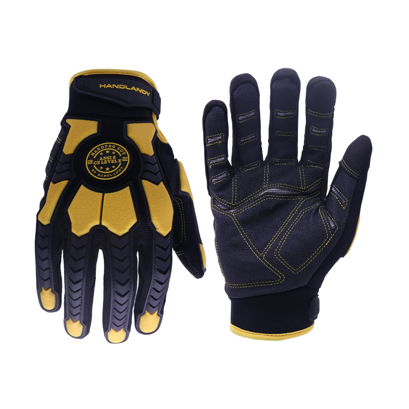 HANDLANDY Bundle -2 Pairs Mens Anti Vibration Mechanic Work Gloves with Cut Resistant Work Gloves, Heavy Duty Work Gloves