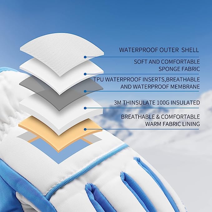 Gants de ski imperméables Handlandy chauds pour écran tactile isolés 3M H717