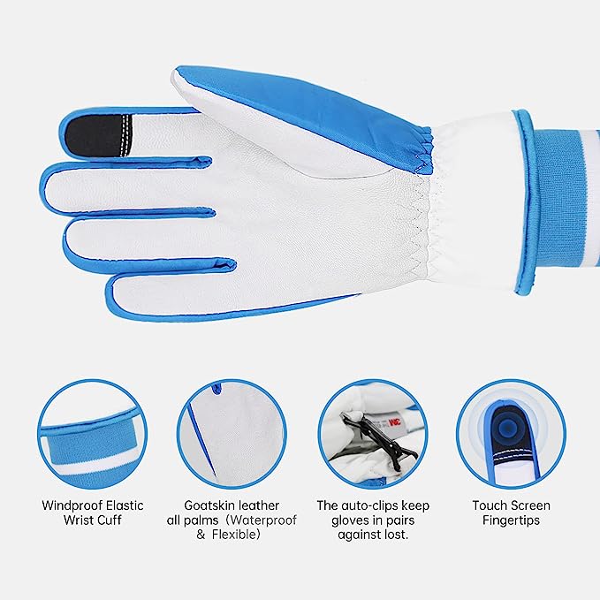 Handlandy Waterproof Ski Gloves Warm 3M Insulated Touchscreen H717