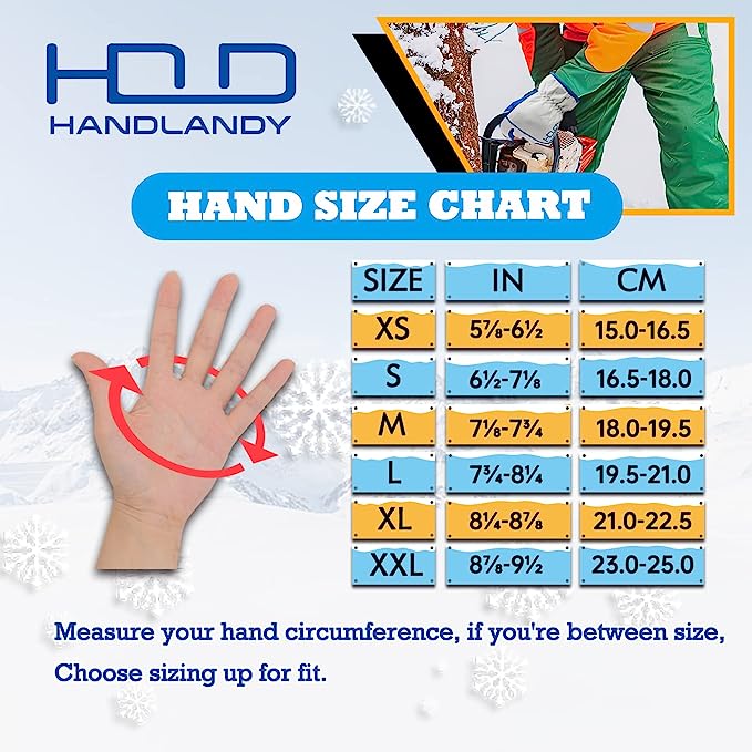 Handlandy Waterproof Ski Gloves Warm 3M Insulated Touchscreen H717